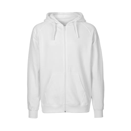 [O63301] Mens Hoodie w. Zip (White, S)