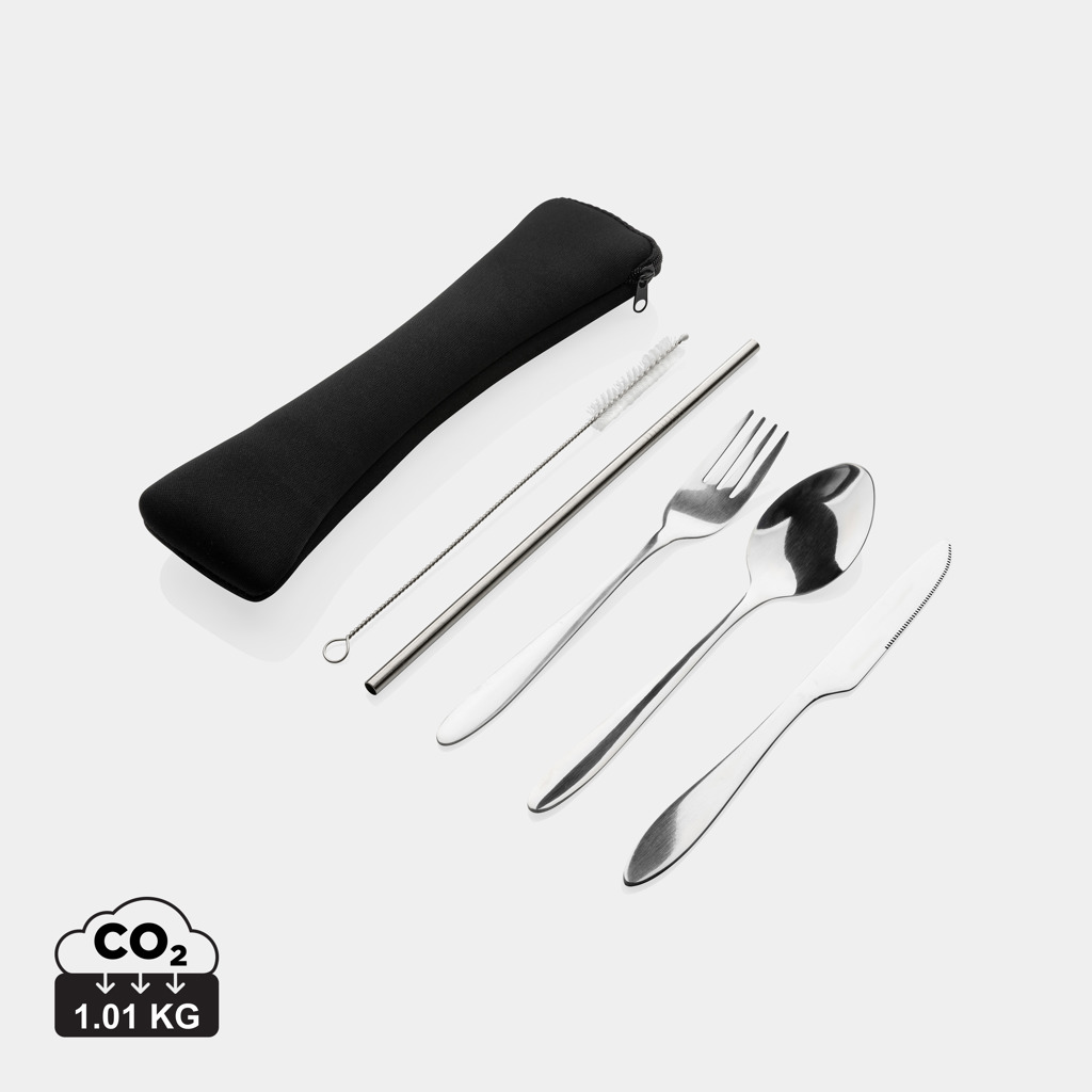 [P269.632] 4 PCS stainless steel re-usable cutlery set