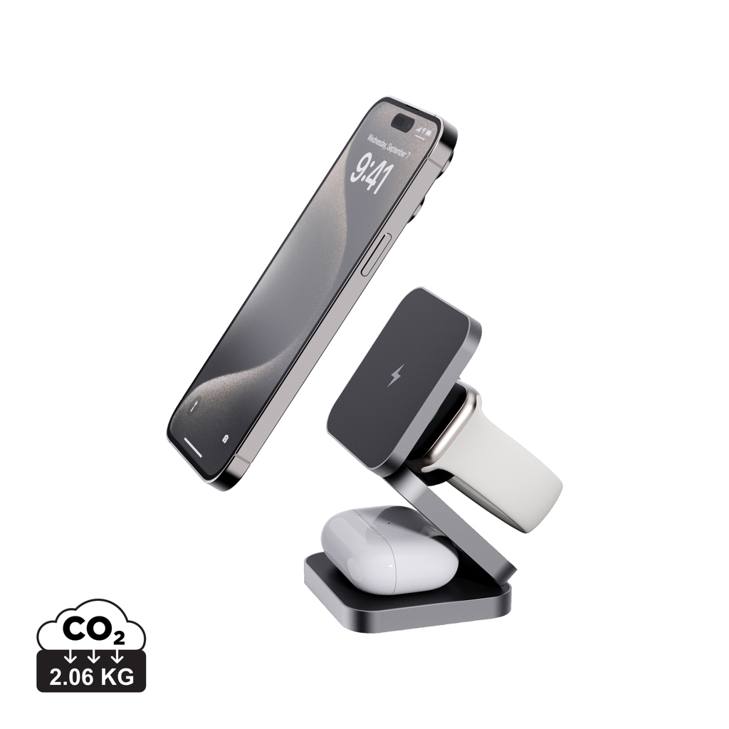 [P308.6402] Terra RCS recycled aluminum foldable 3 in 1 15W charger