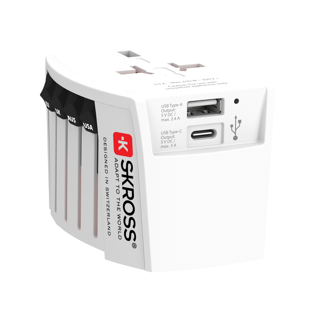 [RB1.302962] SKROSS World Travel Adapter MUV 2-pole with USB A and C
